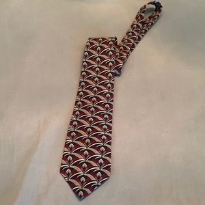 Mens Conte Di Milano Gray Multi-Color Geometric 100% Silk